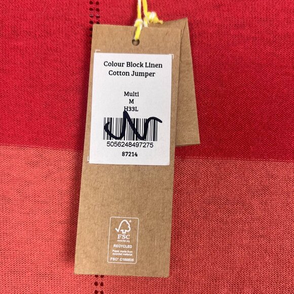 WoolOvers Color Block linen cotton jumper lightweight stripe sweater relaxed - Picture 5 of 8